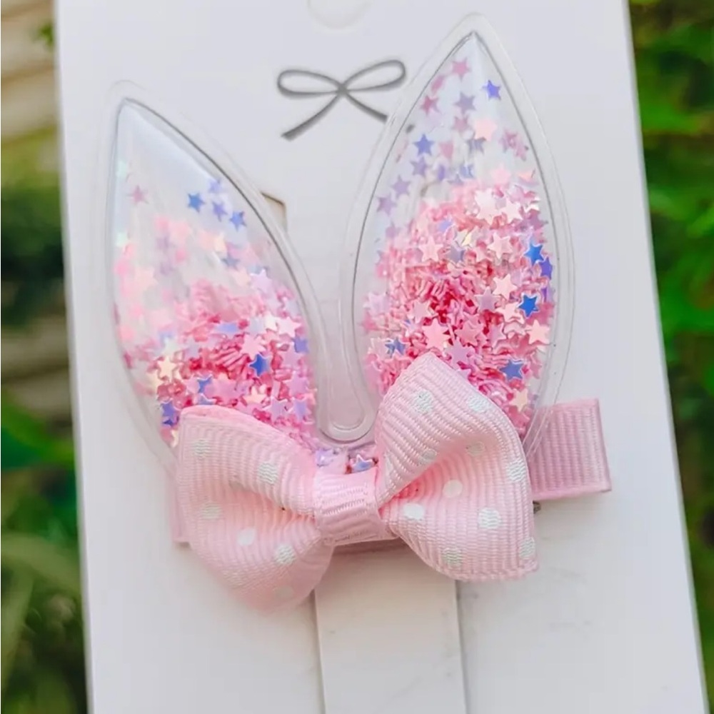 Pink Sequined Rabbit Ears Hair Clip